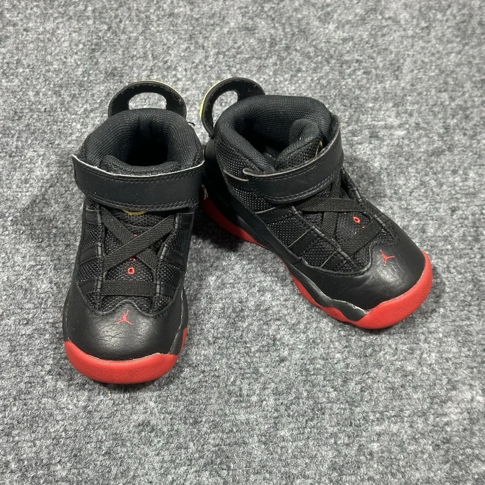 Jordan 6 Rings TD Black University Red White Baby Toddler Size 7C‎ Sneaker